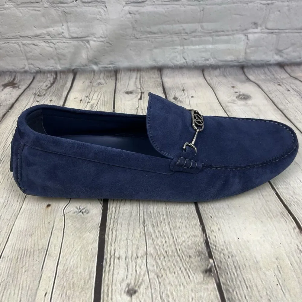 Louis Vuitton LV Driver Moccasins Men’s 10 M Blue Suede Leather NEW with Box Bag